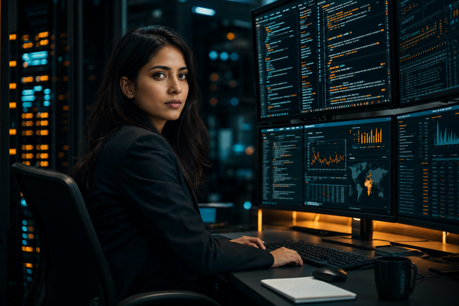 Quantitative analyst monitoring data streams